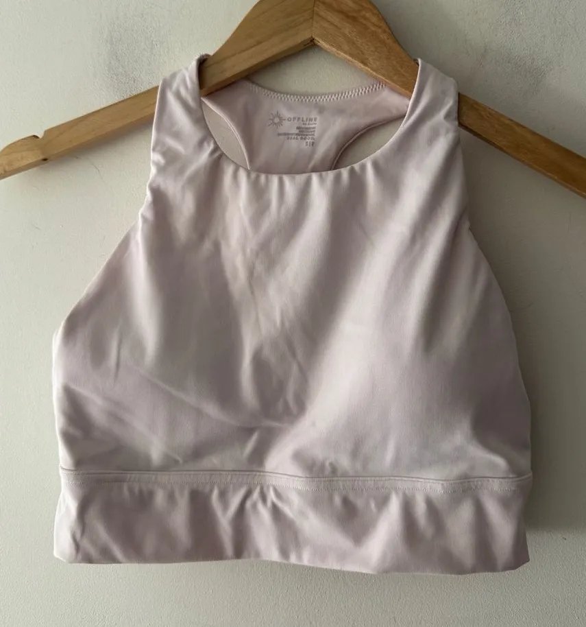 Aerie Offline Real Good Light Pink Goals Most Supportive Sports Bra