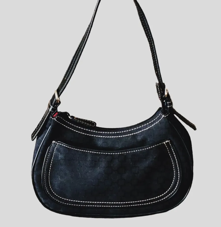 Nine West Y2K Black Geo Jacquard Baguette 10" x 5½"