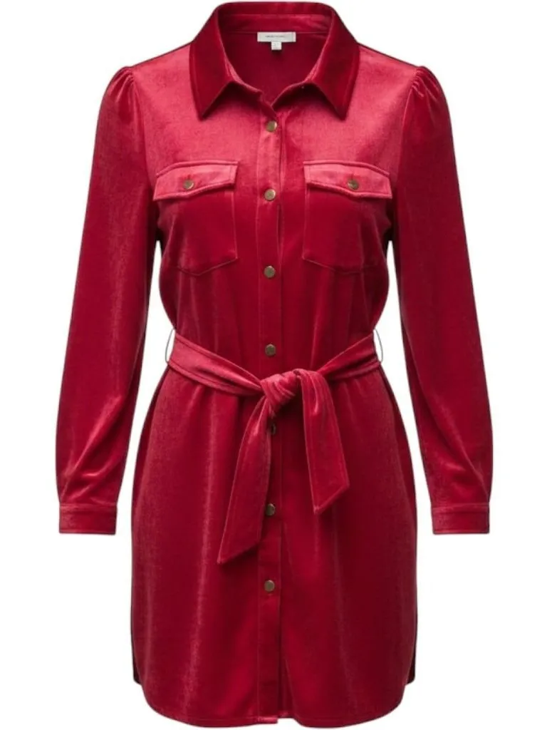 Andree by Unit 2X Red Dress Jacket Velour Boho Barbie Mod Festival Retro Preppy