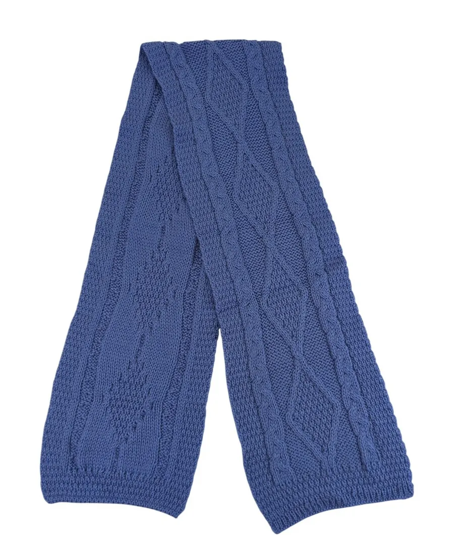 Connemara Knitwear Merino Wool Cable Knit Scarf Periwinkle Blue Made in Ireland