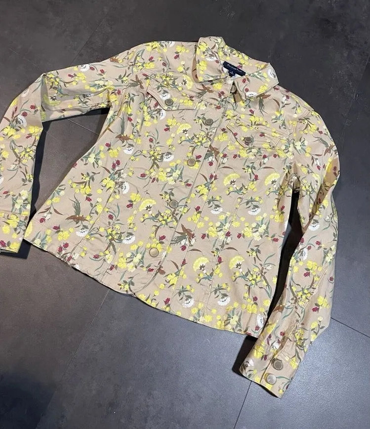 Charter Club Paisley Button Up Multicolor Jacket Cotton Blend Size S S-305