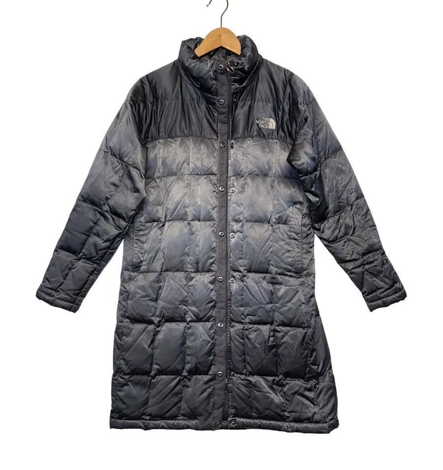 The North Face Womens 600 Fill Down Quilted Long Parka Puffer Jacket Black Small