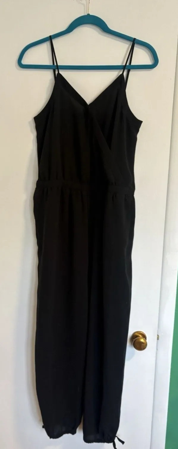 Madewell Black Sleeveless Wide Leg Jumpsuit Wrap Front Pockets Women's Medium
