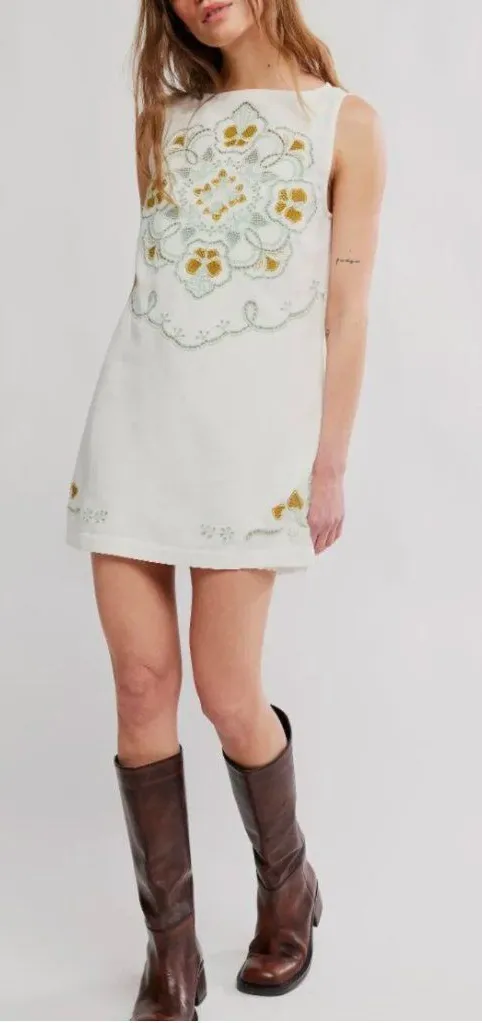 FREE PEOPLE NWT Electric Garden Mini Dress / Ivory Combo