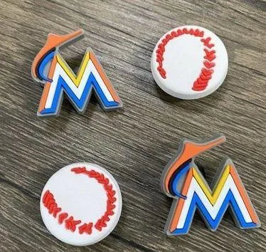 Miami Marlins Baseball Team Charm For Crocs Shoe Charms - 4 Pieces