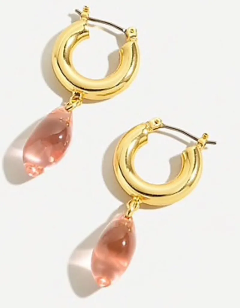New J. Crew Blush Pink Acetate Drop Huggie Hoop Earrings