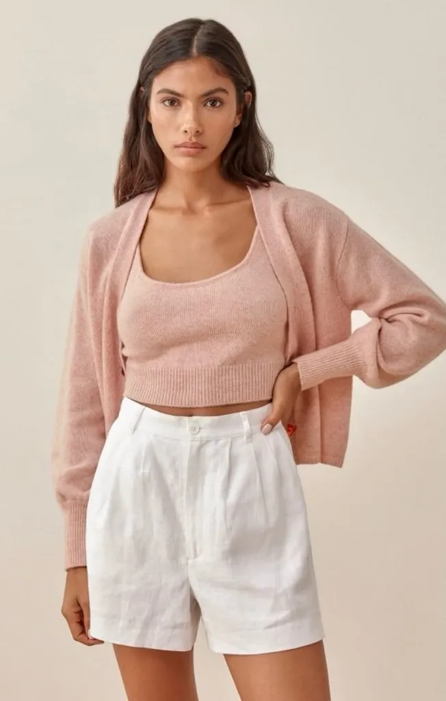 Reformation Varenne Cashmere Cardigan in Blush Size XS