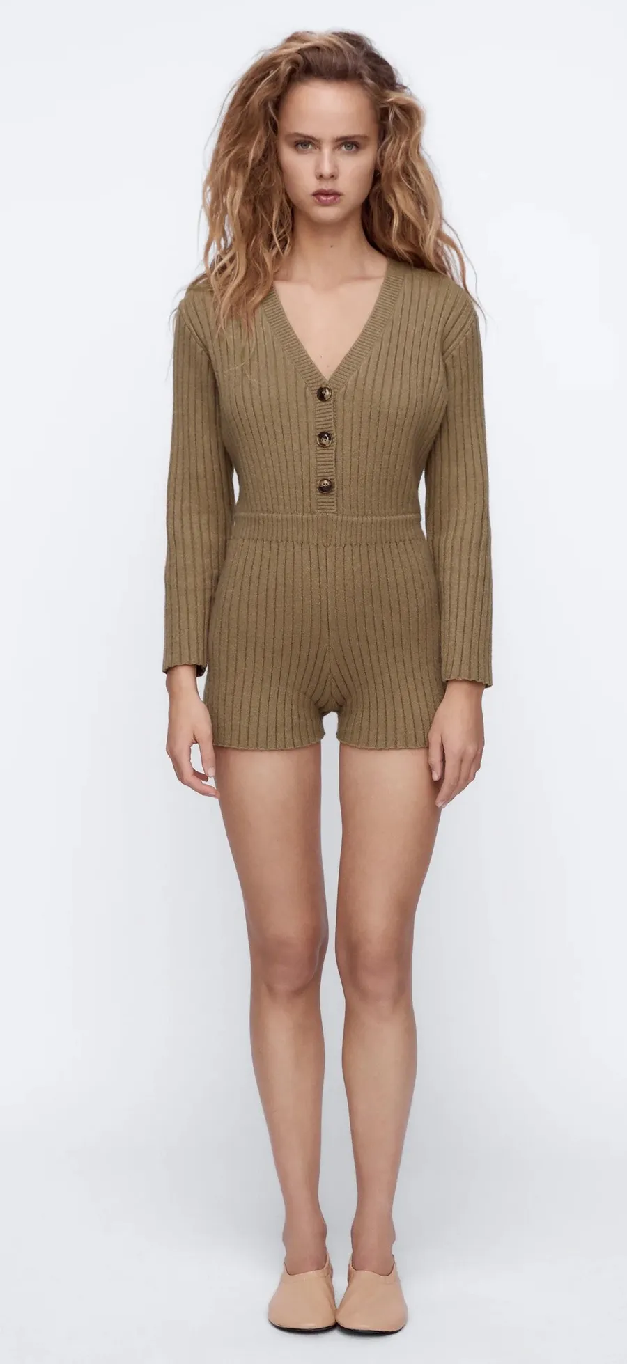 NEW Blogger Taupe Brown Short Knit Jumpsuit