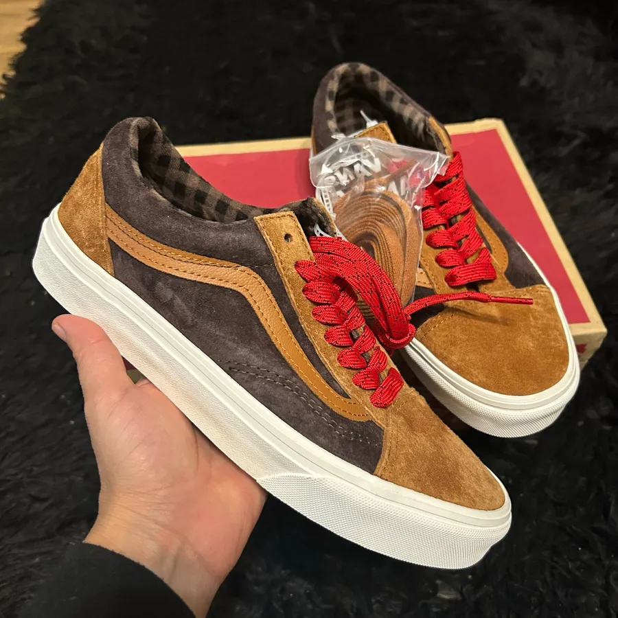 VANS old skool plaid glazed ginger suede lace up shoes sneakers new
