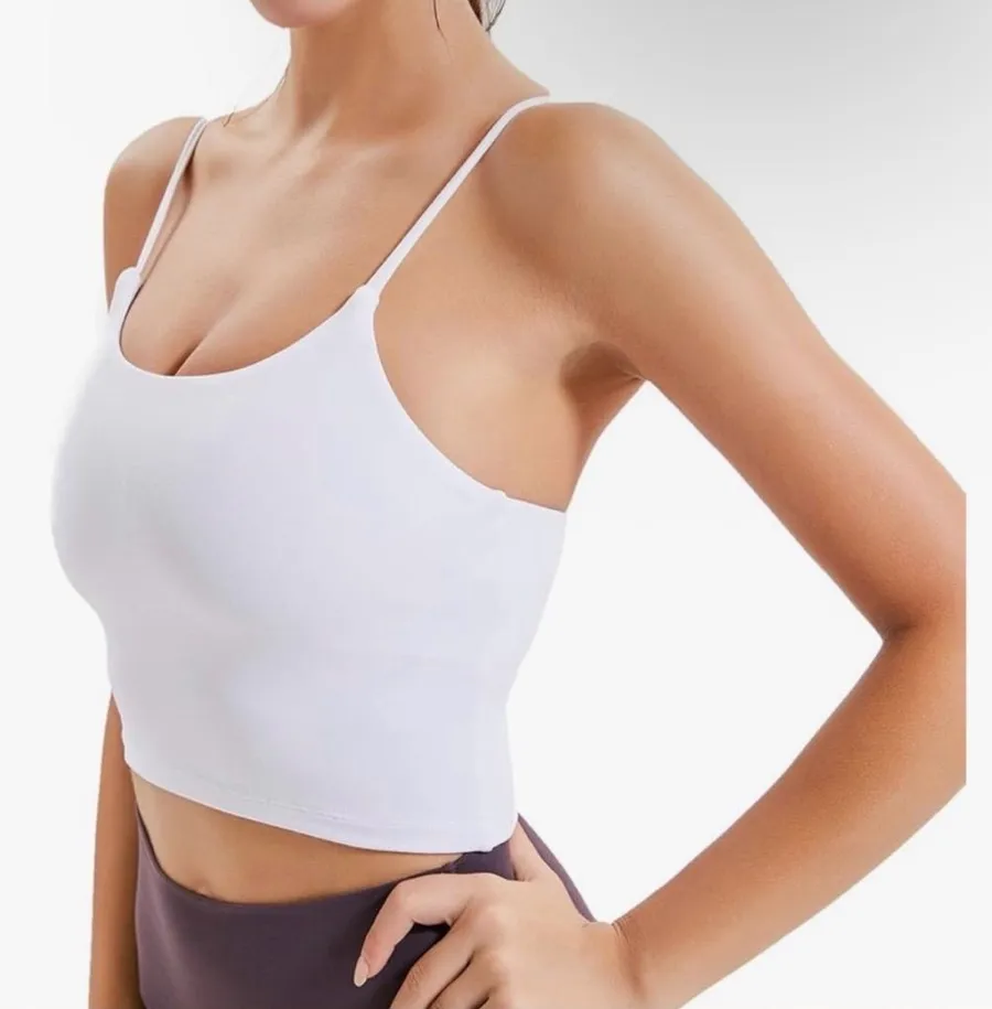 Alo White Spaghetti Strap Crop Camisole — Size M