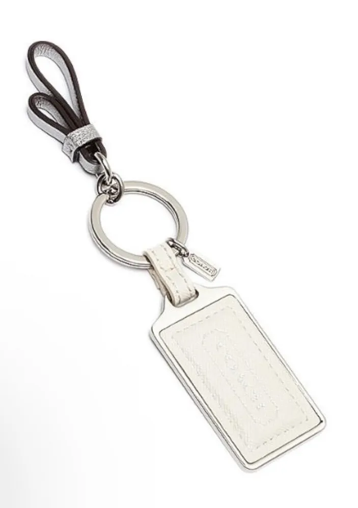 🩶 RARE Coach Park Hangtag Key Fob/Key Holder Silver/Ivory