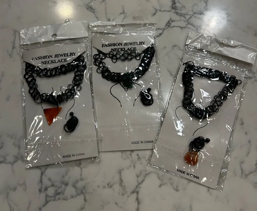 Lot of 3 Black 90’s Style Choker Necklace Set