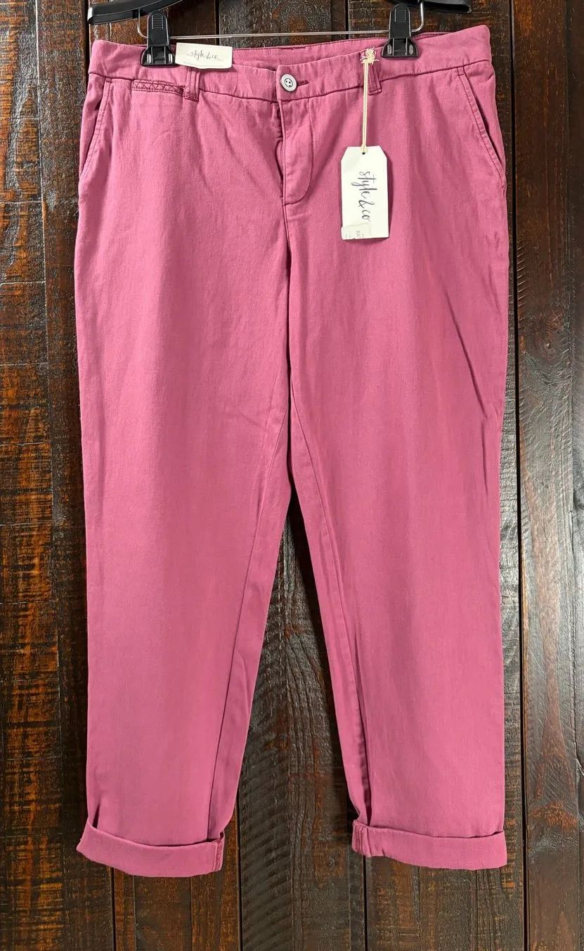 Style & Co. Midrise Cuffed Boyfriend Pants Chinos NWT 12
