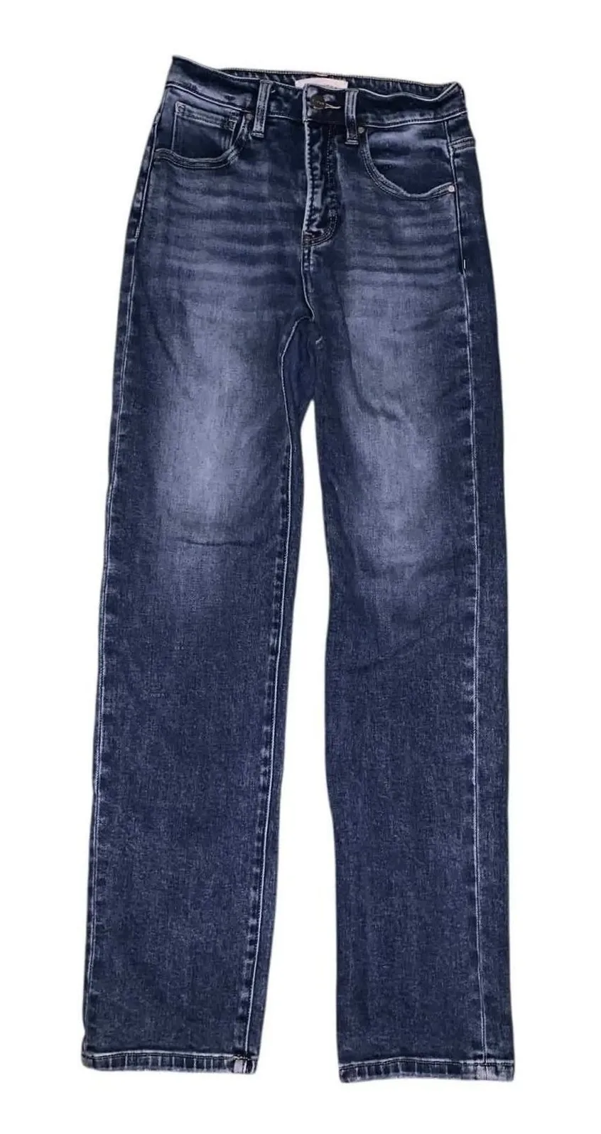 Risen Jeans Size 1 / 25 Tummy Control High Rise Straight Dark Wash Denim Classic Blue