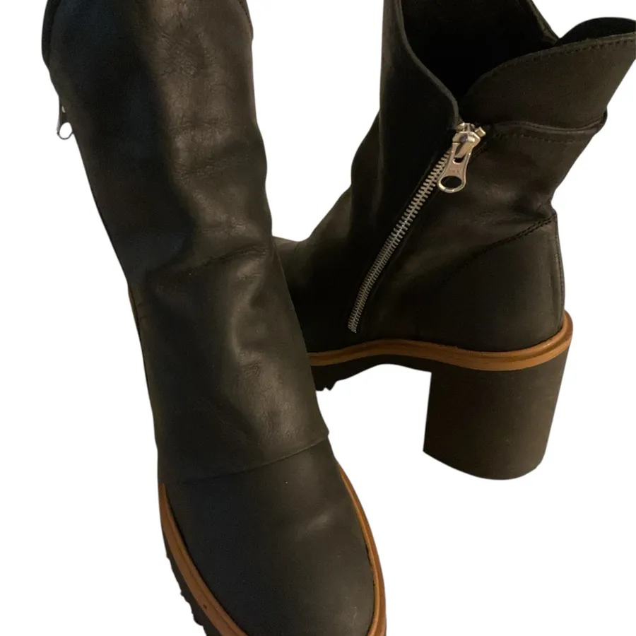 Free People Jack Black Leather Platform lug heel Boots size 9