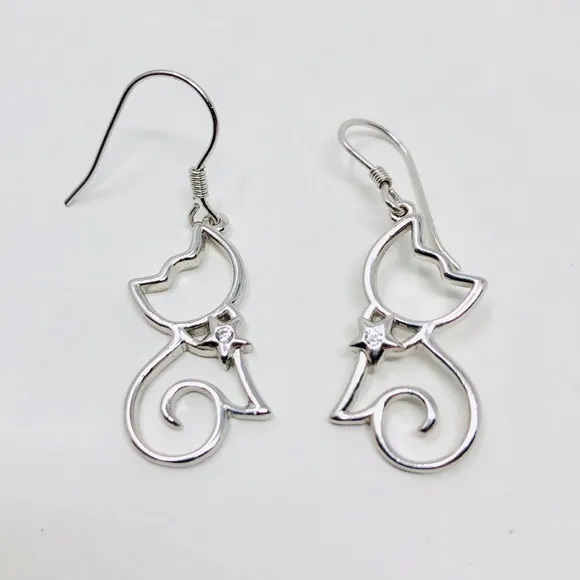 sterling silver kitty cat earrings