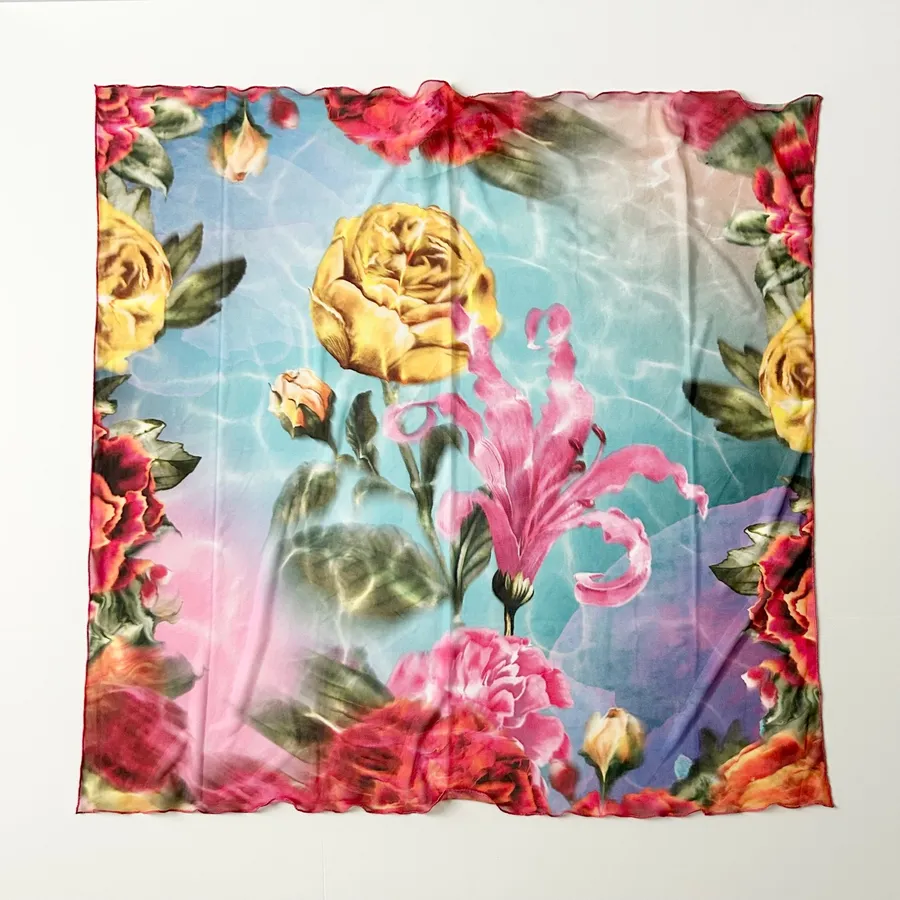 NEW Agua Bendita Scarf Lexi Mirage Floral Mesh Square OS