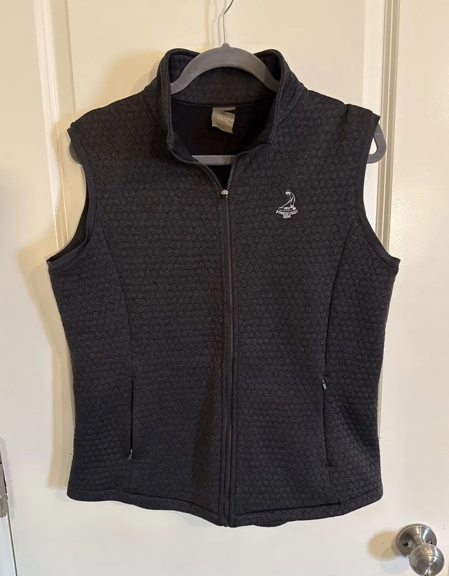 Kate Lord Pinehurst Gray Quilted Full Zip Golf Vest Size Large