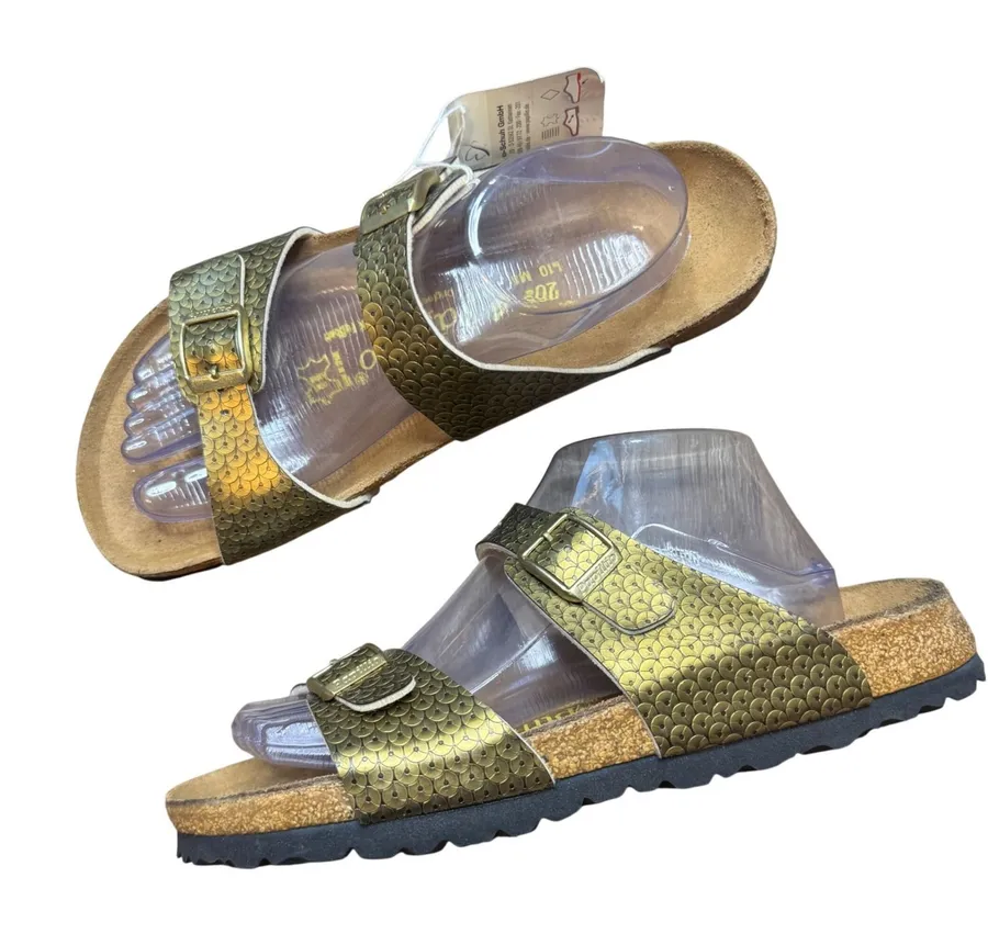 Papillio Sandals Women's Arizona Scale Pattern Metallic Gold Size 41 L10 M8