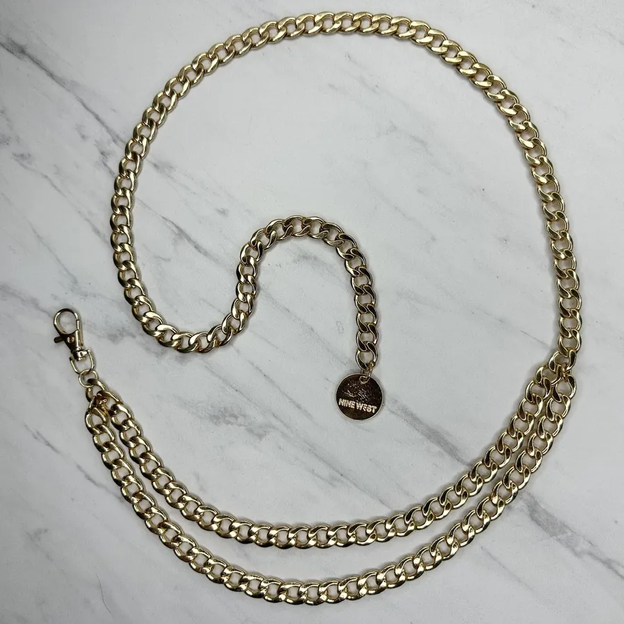 Nine West Draped Gold Tone Chain Link Belt OS ✨
