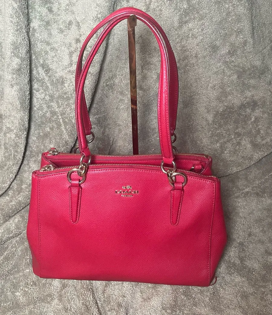 Coach Red Pebbled Leather Christie Carryall Bag