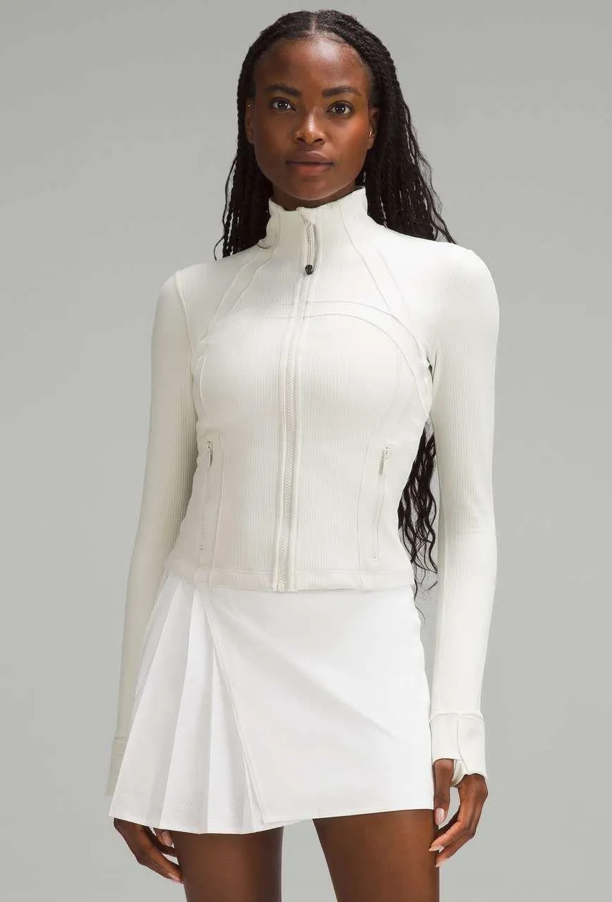 Lululemon Cropped Define Jacket Ribbed Nulu Bone Radiate Transparent Foil