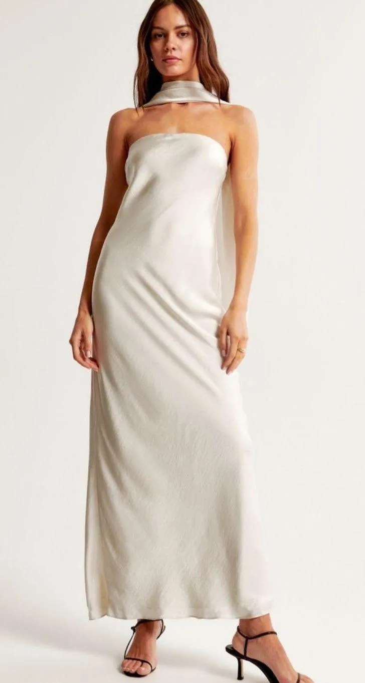 Strapless Scarf Maxi Dress
