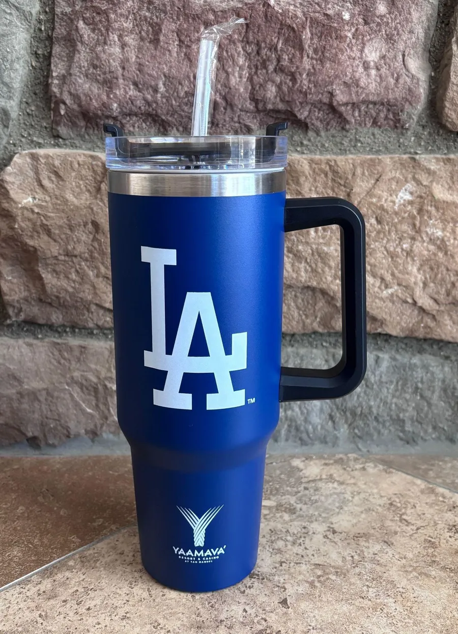 NEW Los Angeles Dodgers Blue 40 oz Tumbler with Handle and Straw