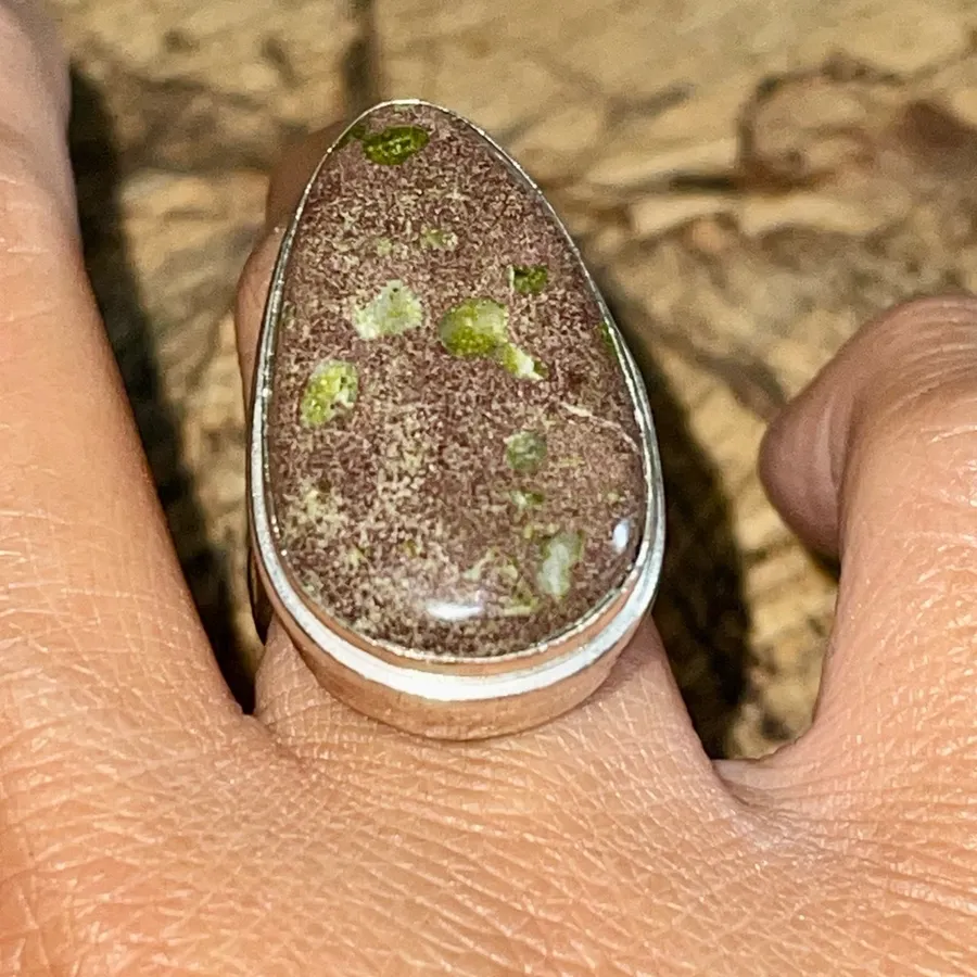 Poppy Jasper Ring Size 7 1/4 Green