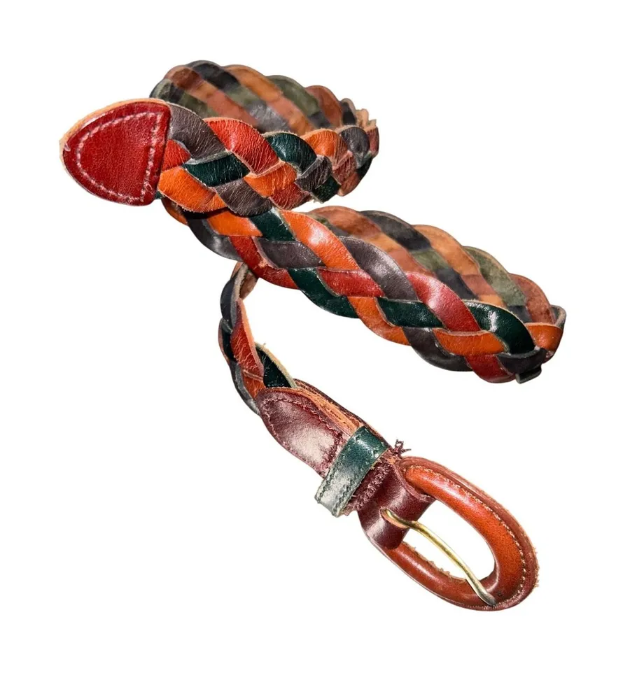 The Limited Woven Leather Belt Multi Color Braided Casual Fashion Accessory Med