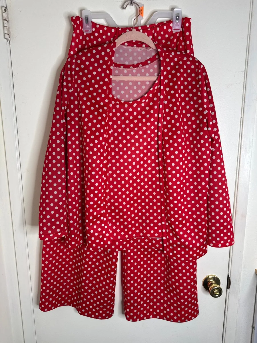Vintage 70s Georgee Originals California Polka Dot 3pc Lounge Set Red White Size undefined