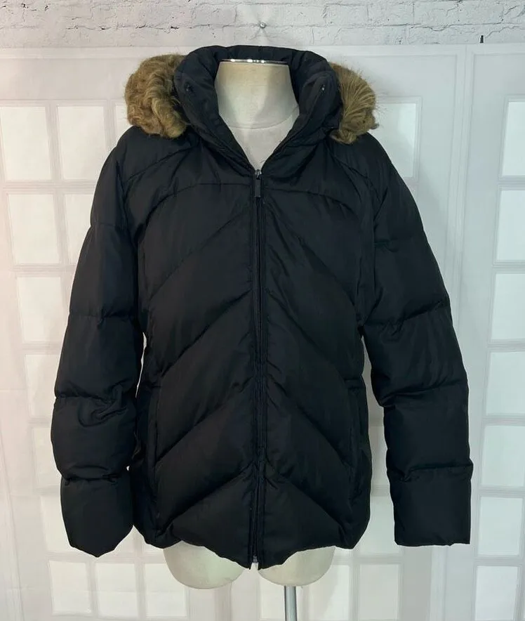 Calvin Klein Black Hooded Puffer Jacket Size Large