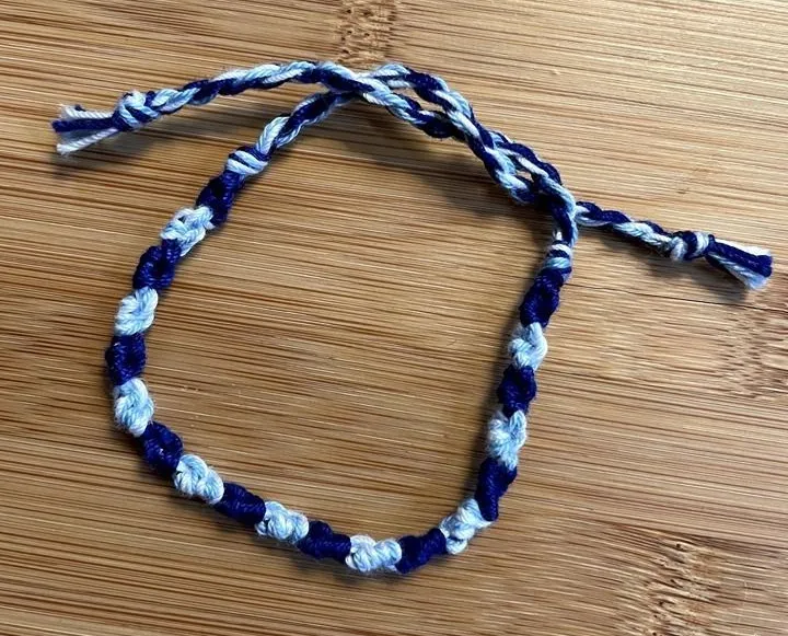 Handmade Moira Woven Bracelet OS Blue White Women Cotton Thread Anklet