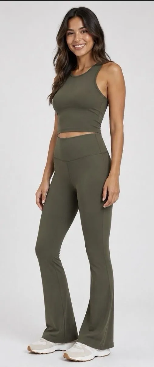Lululemon 4 groove nulu super high rise flare pants leggings Sage green yoga