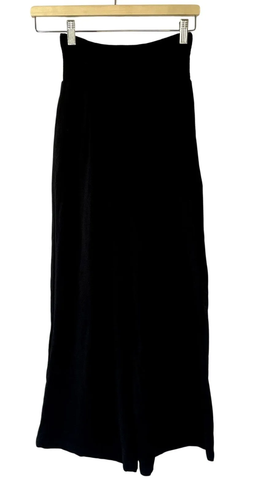 flowy black pants ruched waist spacious pockets women's size small wide leg