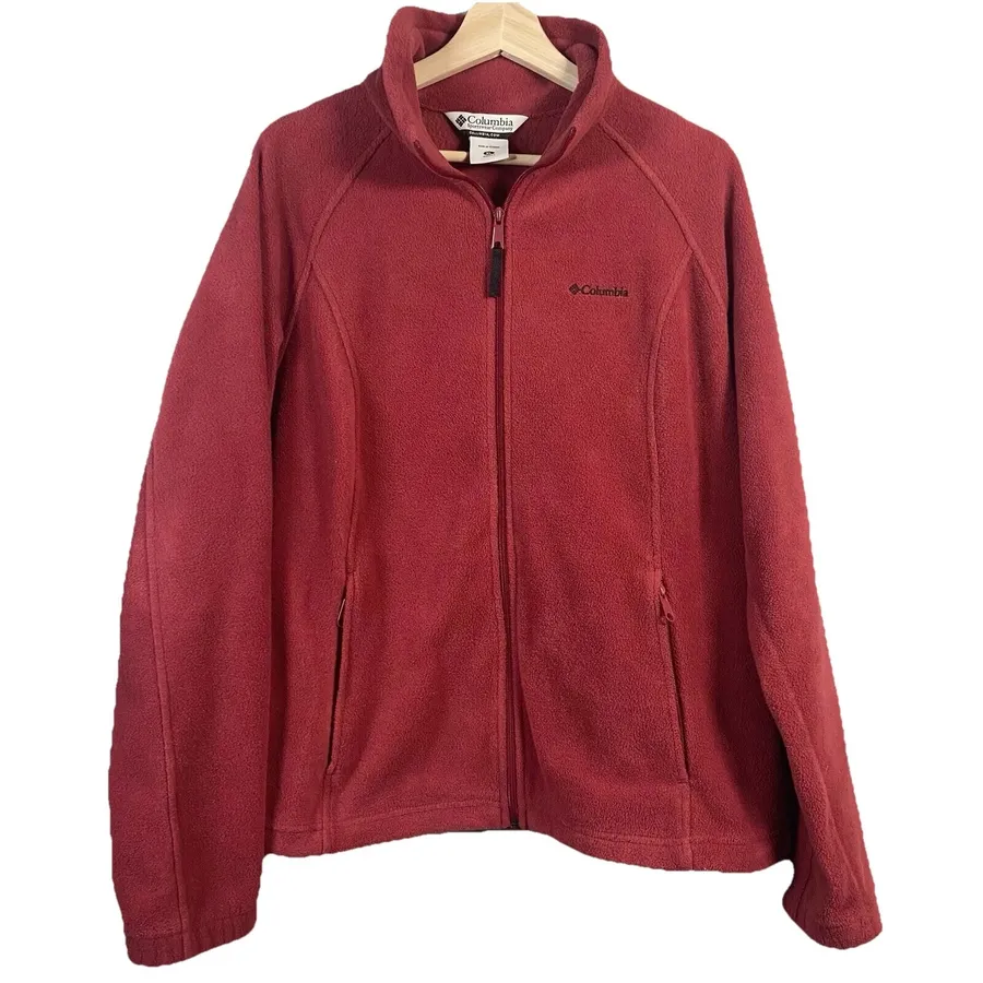 Columbia Jacket Women's XL Red Pink Full Zip Fleece Pullover Jacket