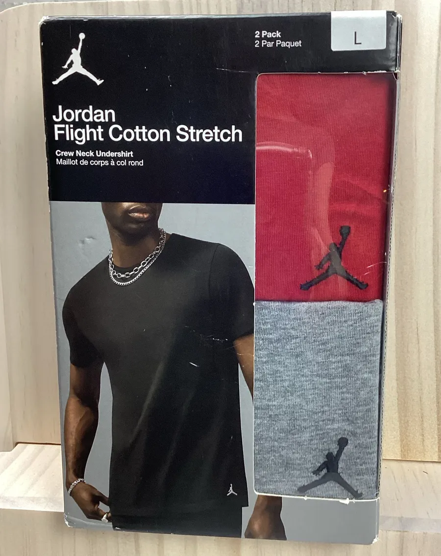 Jordan Men’s Flight Cotton Stretch Crew Neck Undershirt 2 Pack Size Large NEW!