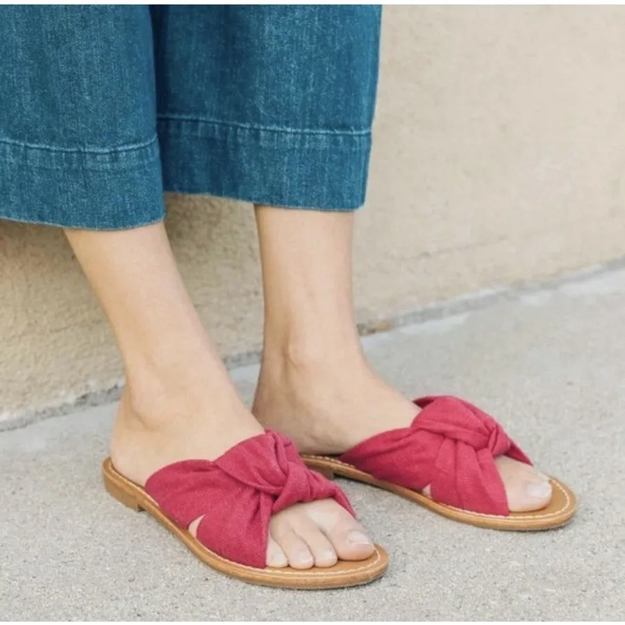 NEW Soludos Women's Hot Pink Knotted Slide Sandal Flat Size 9 Fuschia Shoes