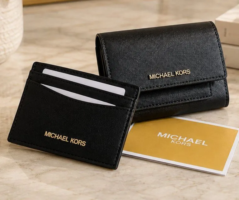 Michael Kors Black Saffiano Leather 2-in-1 Wallet & Card Case Set NWT