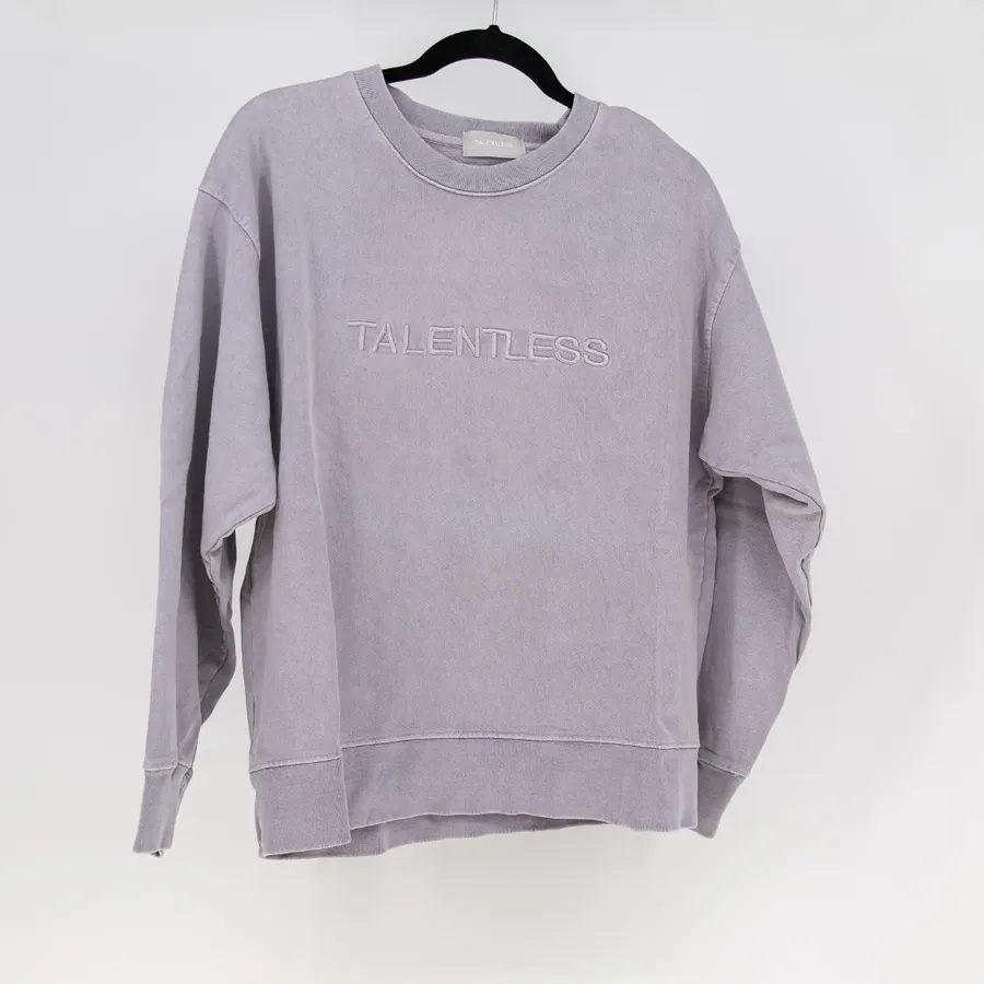 Talentless Women's Cotton Terry Lined Crew Neck Embroidered Sweatshirt Sweater