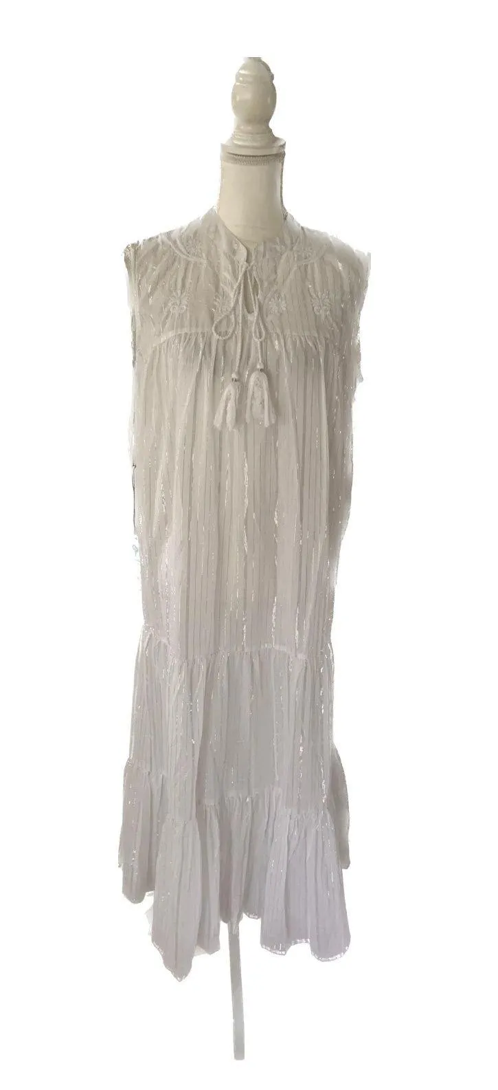 Resort Wear Tiered Embroidered Midi Dress