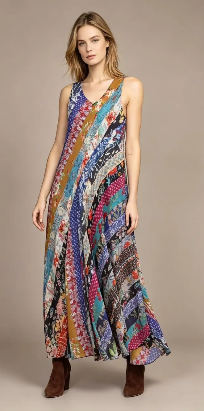 $585 NWOT Johnny Was Treble Bias Floral Sleeveless Maxi Dress Size L Multicolor