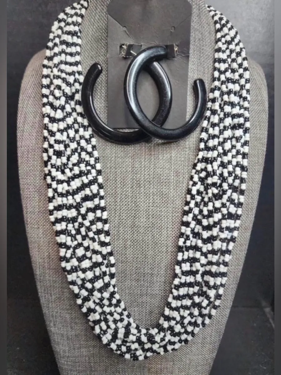Black and White Beaded Multi