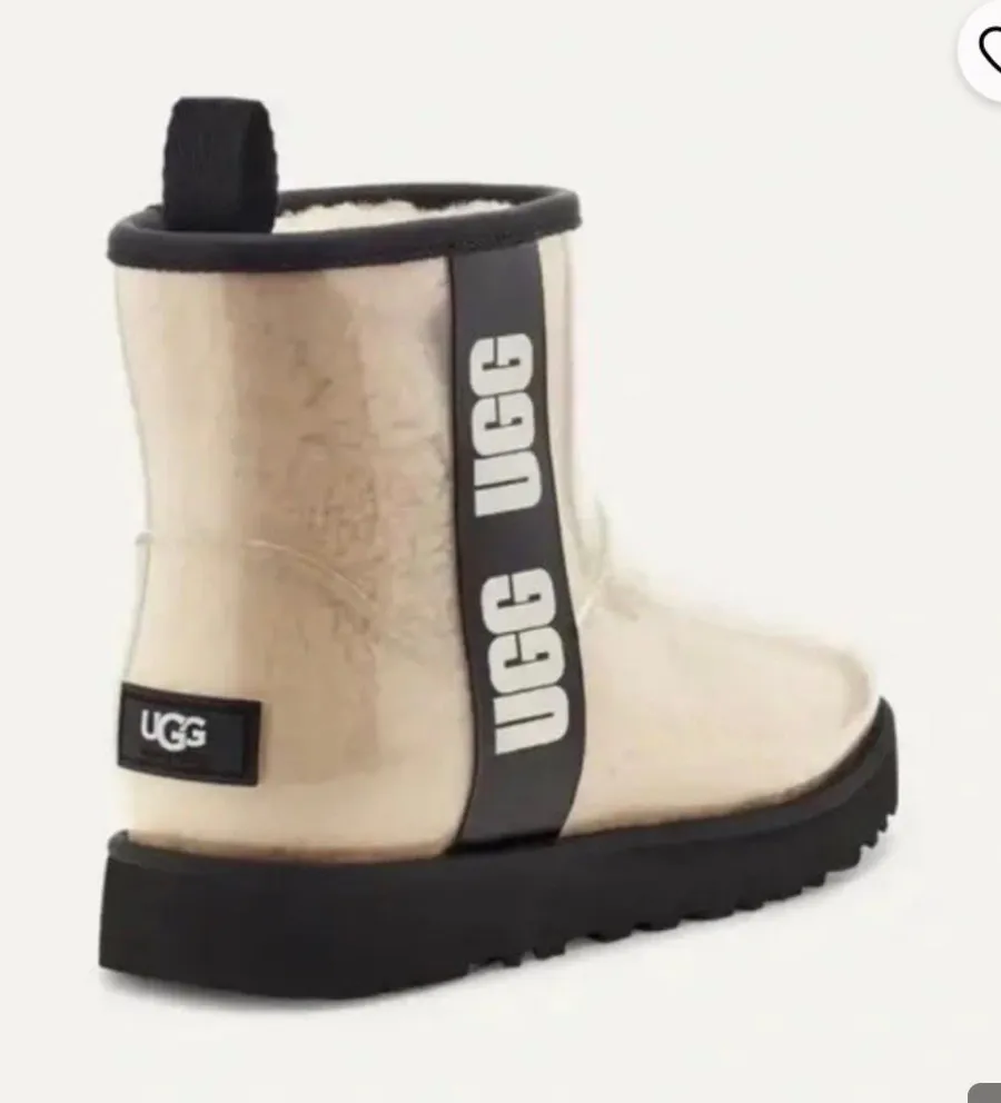 UGG Classic Clear Mini Boots Waterproof Wool-Blend Cream/White