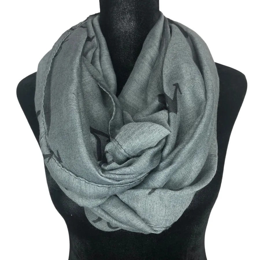 Gray and Black Anchor Infinity Scarf