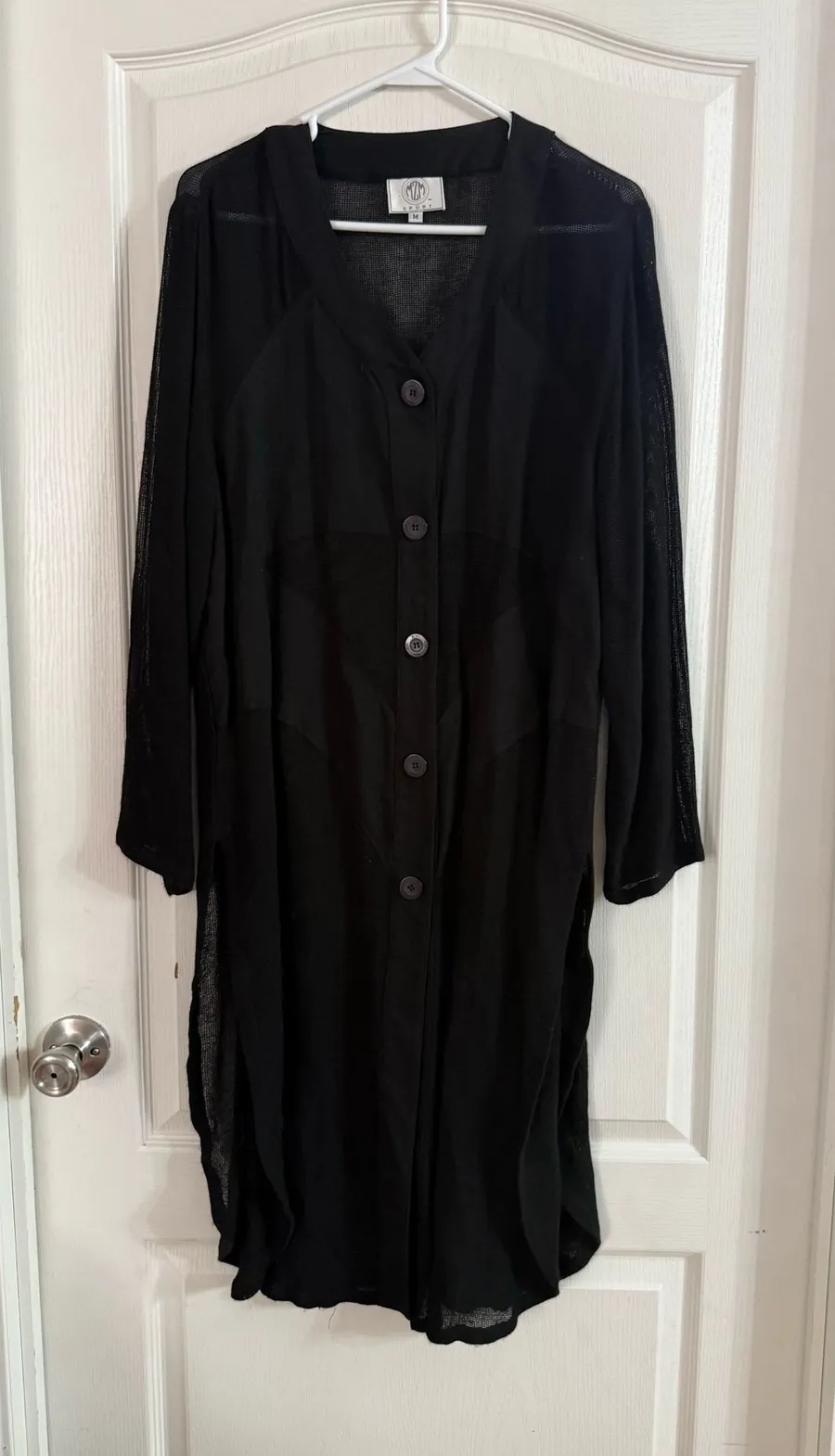 MZM Women’s Black Long Button Up Swimsuit Cover Up Sz M. MY