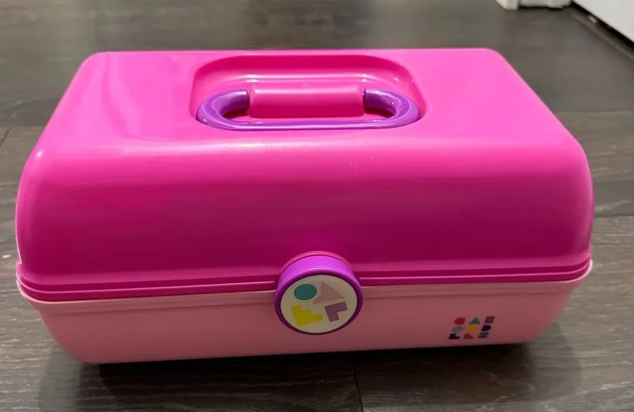 Vintage Women’s Pink Caboodles Train Makeup Case Holder Plastic