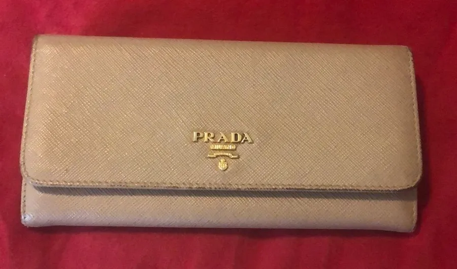 PRADA Vitello Continental Flap Travel Wallet, Cammeo