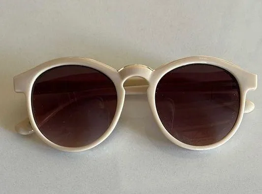 Cream Round Frame Retro Sunglasses