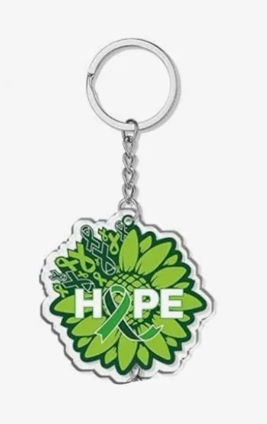 Mental Hearth Awareness HOPE Green Flower Keychain with Green Bag